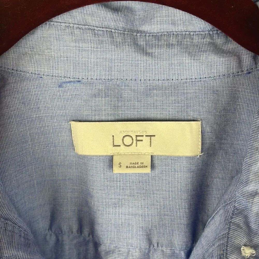 Loft Blue Button Down Blouse Size Small - Picture 2 of 6